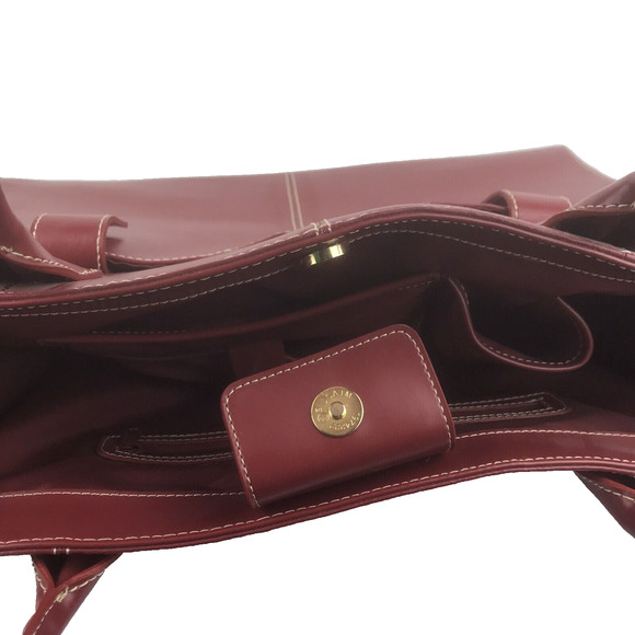 Wilsons Leather Red Structured Tote Attache Bag Handbag Fits Laptop 12" x 15.75” - Picture 14 of 16